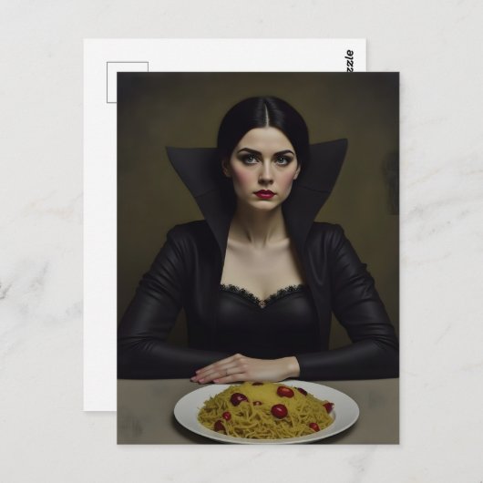 Vampire mit Pasta-Dinner Postkarte (Vorne/Hinten)