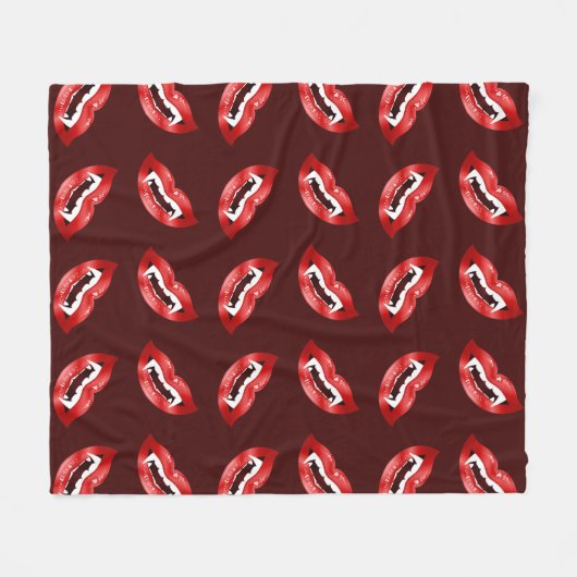 Vampire Mouths Illustriert Pattern Halloween Fleecedecke (Vorderseite (Horizontal))