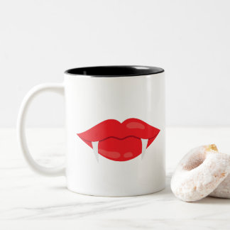 Vampire-Mund mit Fangzähnen Zweifarbige Tasse