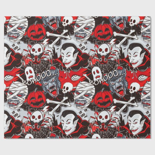 Vampire Night Matte Wrapping Paper, 30" x 6' Geschenkpapier (Flach)