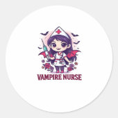 Vampire Nurse Shirt � Funny Halloween Medical Work Runder Aufkleber (Vorderseite)