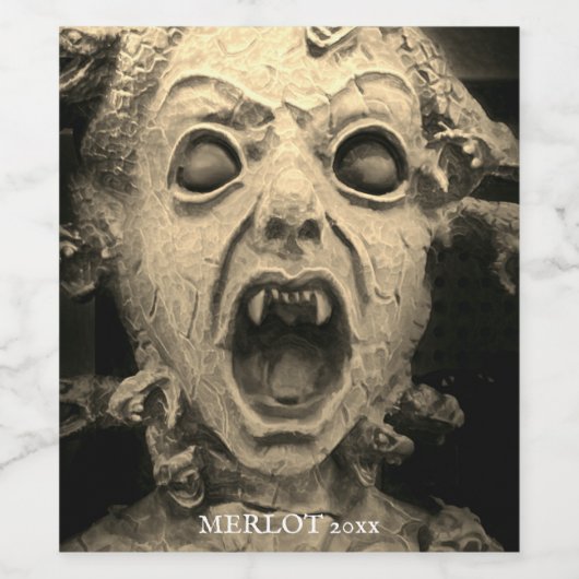 Vampire oder Devil Beängstigend Gesichtsmarken Weinetikett (Einzelnes Label)