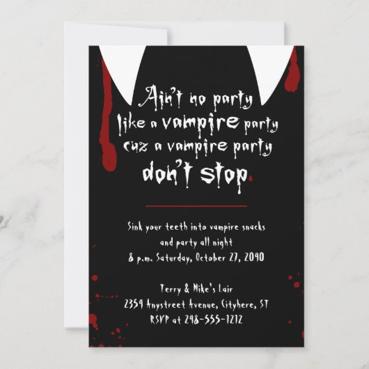 Vampire Party Halte Halloween nicht auf Einladung (Vorderseite)
