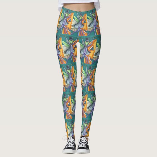 VAMPIRE PRAYING MANTIS, HALLOWEEN BUG ART LEGGINGS (Vorderseite)