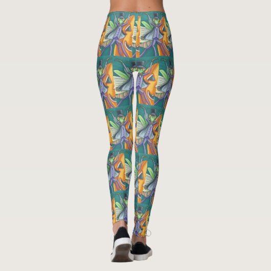 VAMPIRE PRAYING MANTIS, HALLOWEEN BUG ART LEGGINGS (Rückseite)
