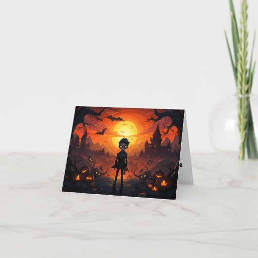 Vampire Pumpkin und Halloween Karte (Vorderseite)