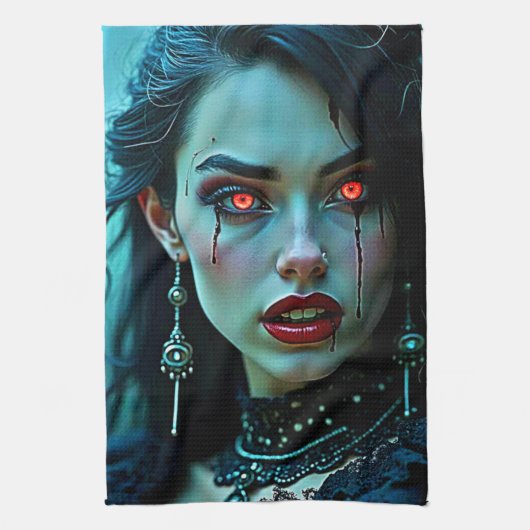 Vampire Queen: Dark Allure Art Geschirrtuch (Vertikal)