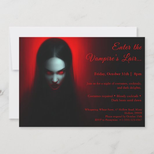Vampire Queen - Halloween Party Einladung (Vorderseite)