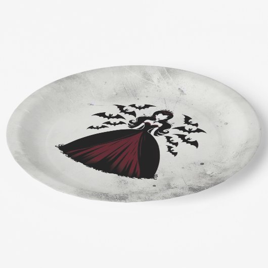 Vampire Queen Halloween-Party Pappteller (Schrägansicht)