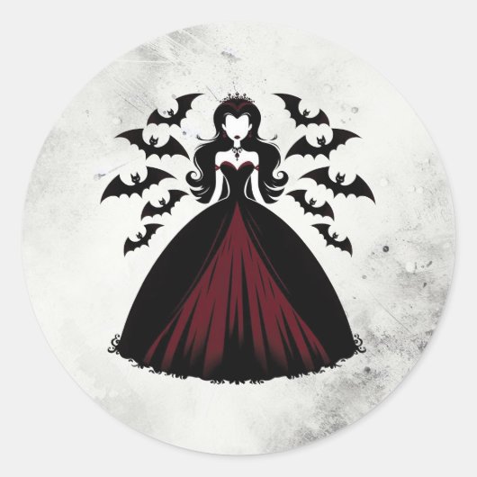 Vampire Queen Halloween-Party Runder Aufkleber (Vorderseite)