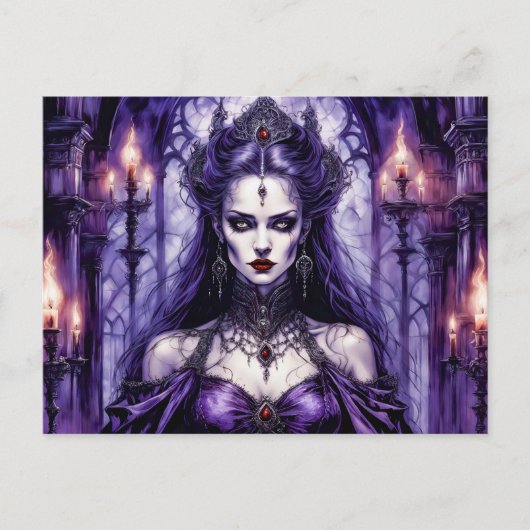 Vampire Queen in Gothic Castle Postkarte (Vorderseite)