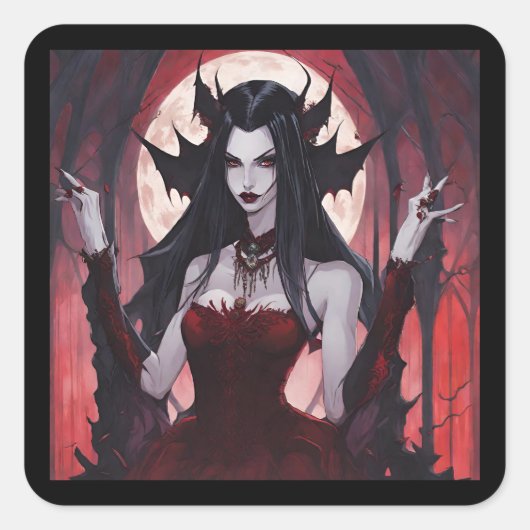 Vampire Queen Quadratischer Aufkleber (Vorderseite)