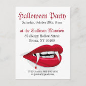 Vampire Red Lips Halloween-Party Einladung Postkarte (Vorderseite)