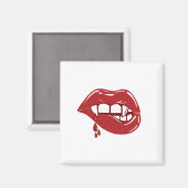 Vampire Red Lips Tropfen Blut fällt Magnet (Vorderseite/Rückseite)