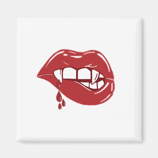 Vampire Red Lips Tropfen Blut fällt Magnet (Vorne)