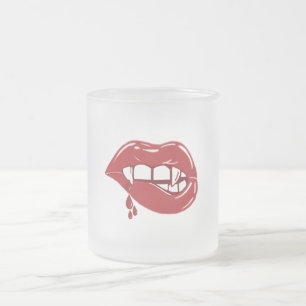 Vampire Red Lips Tropfen Blut fällt Mattglastasse