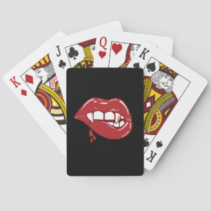 Vampire Red Lips Tropfen Blut fällt Spielkarten