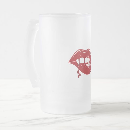Vampire Red Lips Tropfen Blut Mattglas Bierglas (Vorderseite Links)