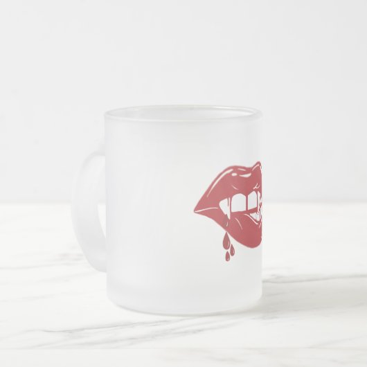 Vampire Red Lips Tropfen Blut Mattglastasse (Vorderseite Links)