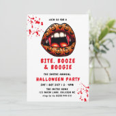 Vampire Red Teeth Pumpkin Lips Halloween-Party Einladung (Stehend Vorderseite)