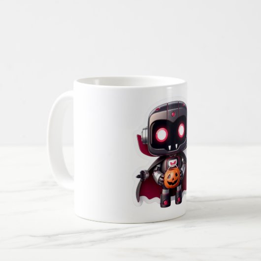 Vampire Robot Halloween Tasse Niedlich Spooky Tech (Vorderseite Links)