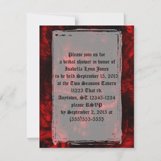 Vampire Rose Goth Wedding Einladung (Rückseite)