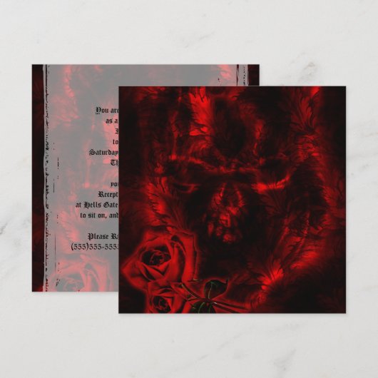 Vampire Rose Goth Wedding Einladung (Vorne/Hinten)