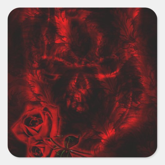 Vampire Rose Goth Wedding Quadratischer Aufkleber (Vorderseite)