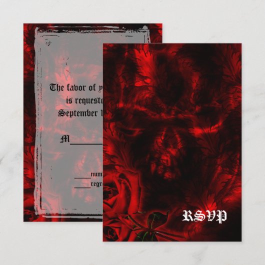 Vampire Rose Goth Wedding RSVP Karte (Vorne/Hinten)