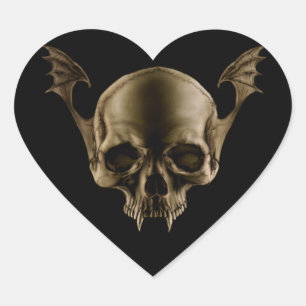Vampire Skull Herz-Aufkleber