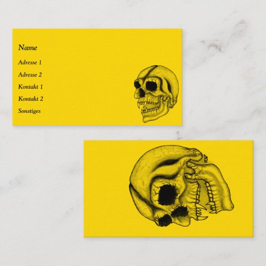 Vampire Skull Schwarz-Gelb-Design Visitenkarte (Vorne/Hinten)