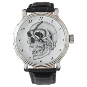 Vampire Skull Schwarzweiß-Design Armbanduhr