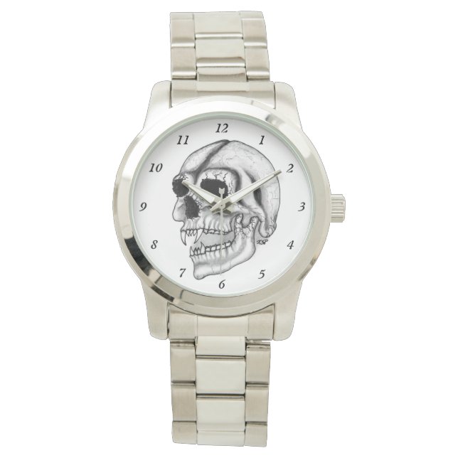 Vampire Skull Schwarzweiß-Design Armbanduhr (Vorderseite)
