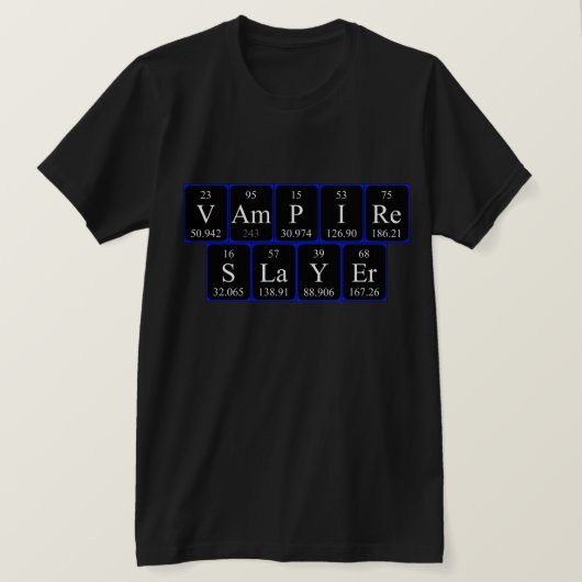 Vampire Slayer Periodensystem Shirt (Design vorne)