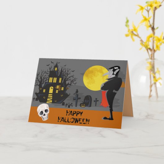 Vampire Spuk House Halloween Karte (Gelbe Blume)