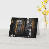 Vampire Stehend in der Fensterhellgrüßkarte Karte (Gelbe Blume)