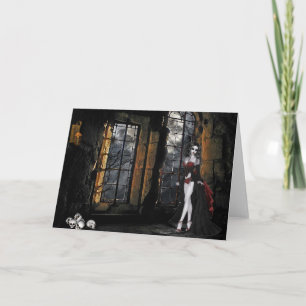 Vampire Stehend in der Fensterhellgrüßkarte Karte