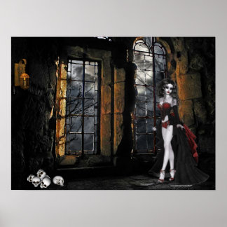 Vampire Stehend in der Fensterwerbung Poster