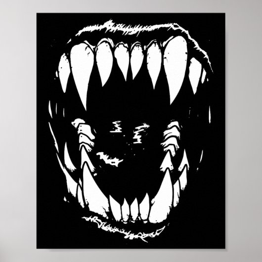 Vampire Teeth Fangs Gothic Horror Halloween Grunge Poster (Vorne)