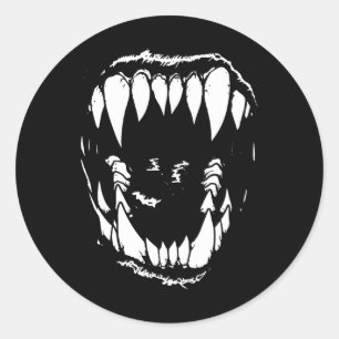Vampire Teeth Fangs Gothic Horror Halloween Grunge Runder Aufkleber