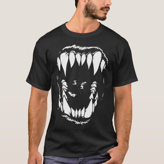 Vampire Teeth Fangs Gothic Horror Halloween Grunge T-Shirt (Vorderseite)