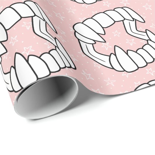Vampire Teeth Halloween Geschenkpapier (Rolleneckpunkt)