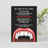 Vampire Teeth Halloween Red Blood Costume Party Einladung (Stehend Vorderseite)