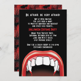 Vampire Teeth Halloween Red Blood Costume Party Einladung