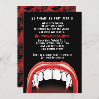 Vampire Teeth Halloween Red Blood Costume Party Einladung