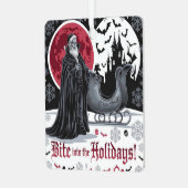 Vampire-Themed Gotische Weihnachtskarte Crimson Mo Ornament Aus Metall (Vorderseite links)