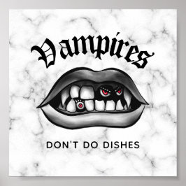 Vampire Tu keine Geschirr Funny Fangs Poster
