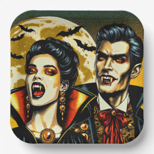 Vampire und Fledermäuse Halloween-Party  Pappteller