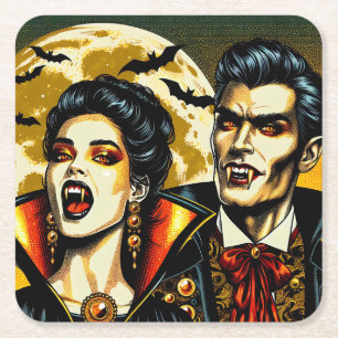 Vampire und Fledermäuse Halloween-Party  Rechteckiger Pappuntersetzer
