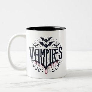 Vampire und Fleet zu Halloween Zweifarbige Tasse